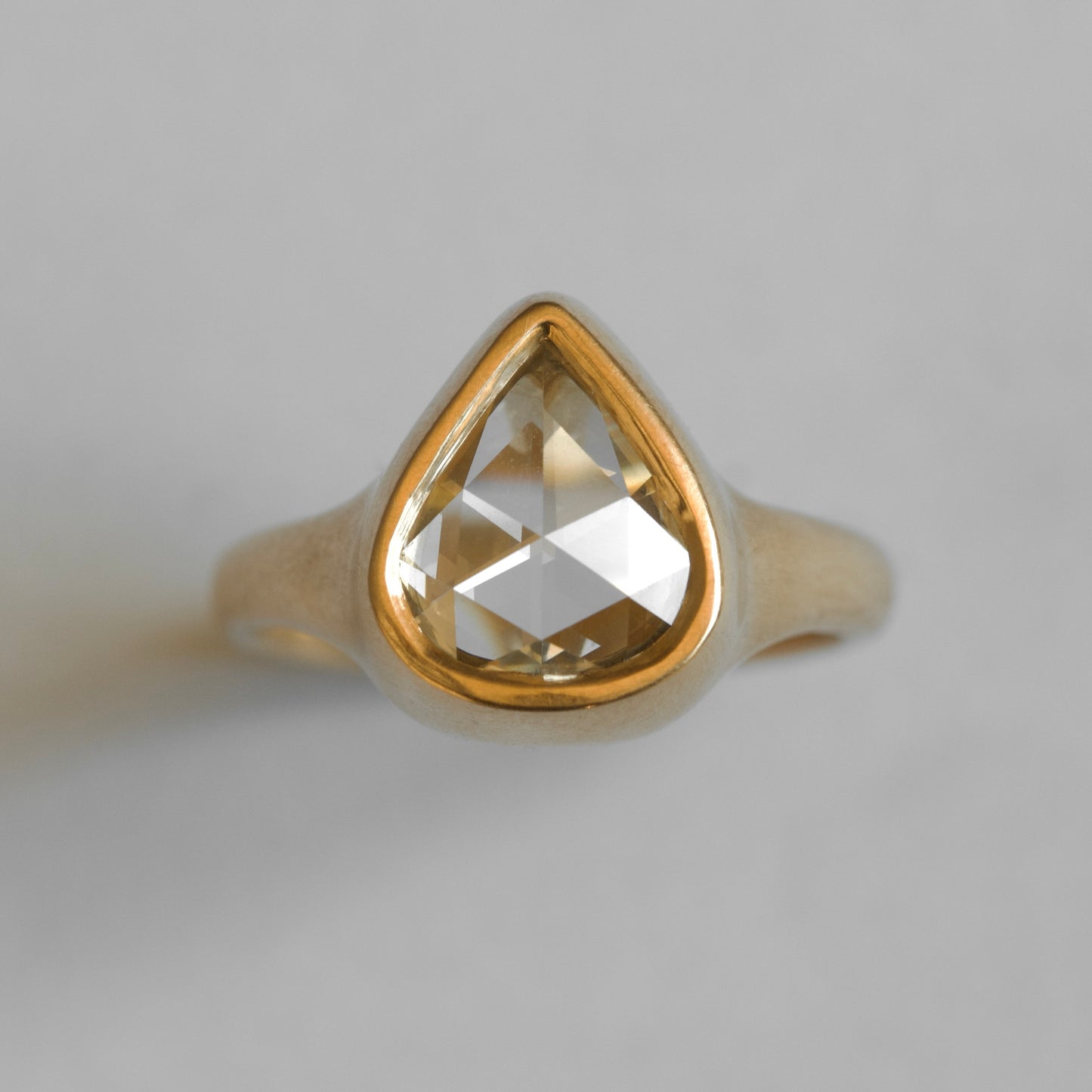 Antique Rose Cut Pear Diamond - 18ct Gold Ring