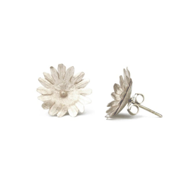 Flower Stud Earrings - Silver