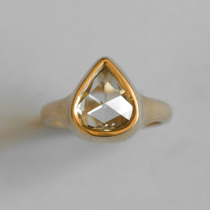 Antique Rose Cut Pear Diamond - 18ct Gold Ring
