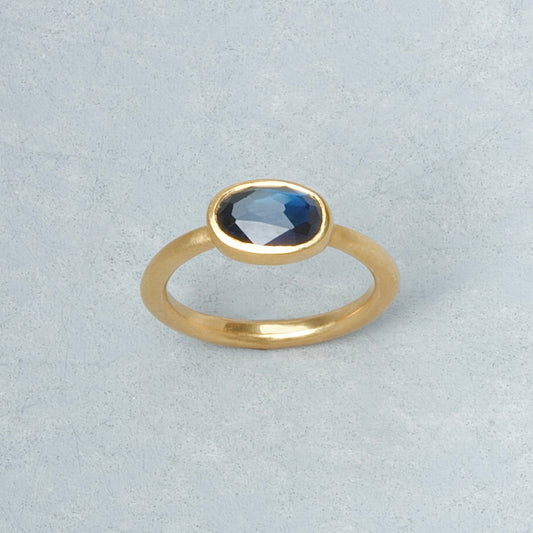 Australian Blue Sapphire Rosecut 22ct Gold Ring