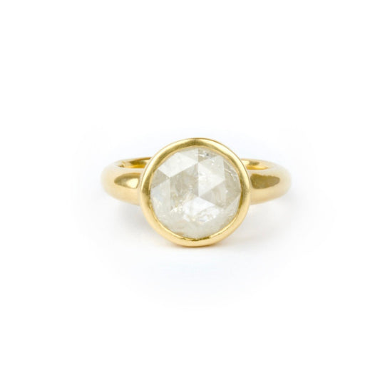 Diamond Ring- Icy Round Rose Cut, 18Y Gold