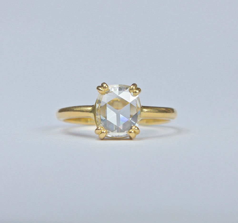 Diamond Ring- Cushion Rose cut 18ct Gold