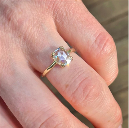 Diamond Ring- Cushion Rose cut 18ct Gold