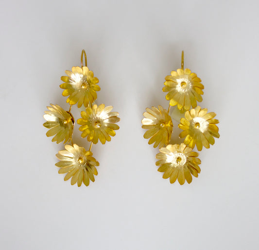 Four-Flower Earrings - Solid Gold