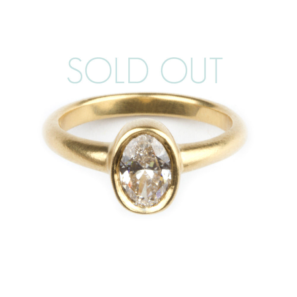 SOLD Diamond Ring - Oval Brilliant Cut 18ct Yellow Gold