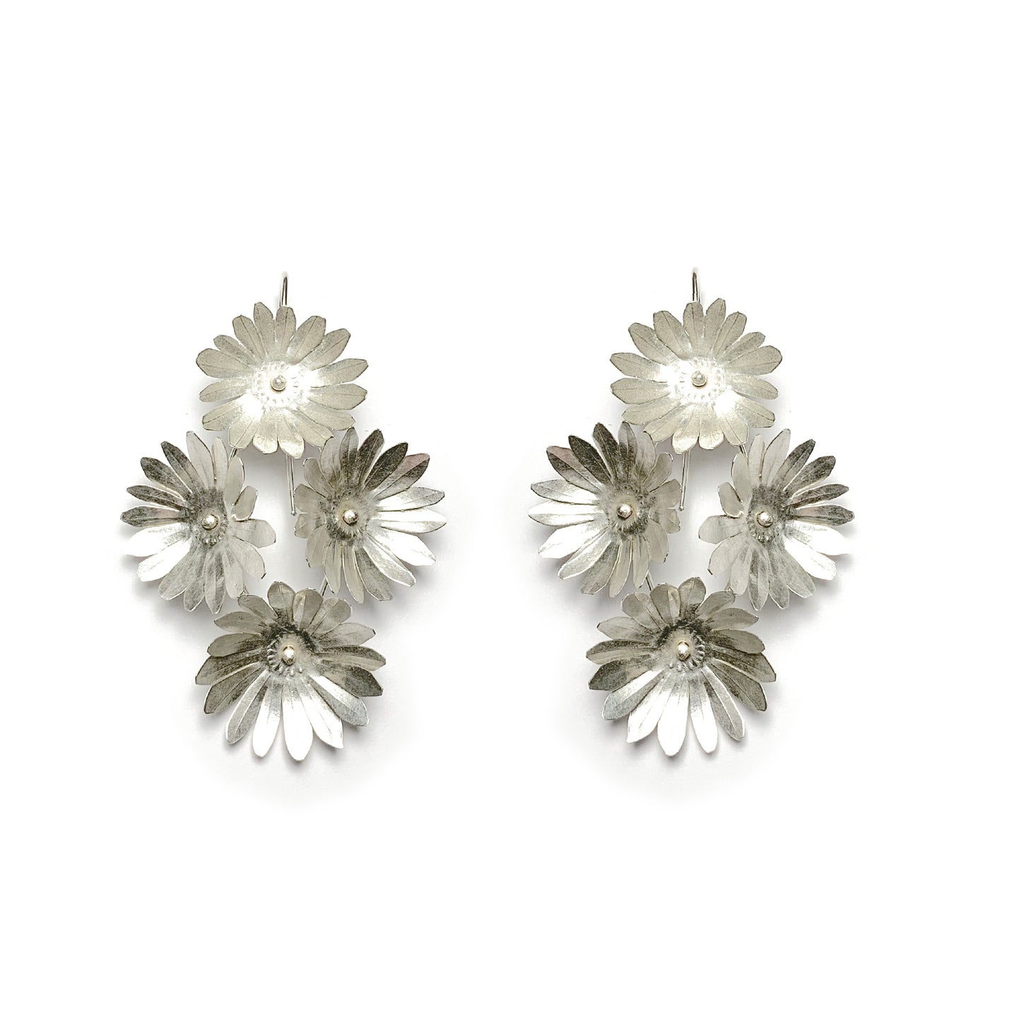 Fiori Four-Flower Earrings - Silver