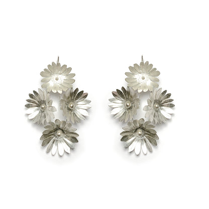 Fiori Four-Flower Earrings - Silver