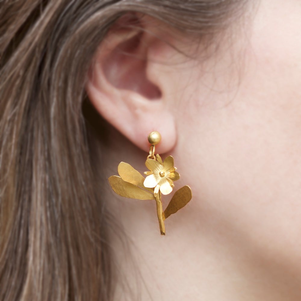Sprig Earrings - Solid 18ct Yellow Gold
