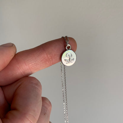 Tiny Dandelion pendant- Silver